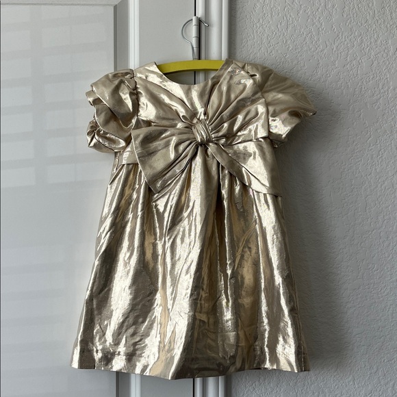 Zara Other - Zara Metallic Gold Dress A Line Holiday with Statement Bow Evening Formal